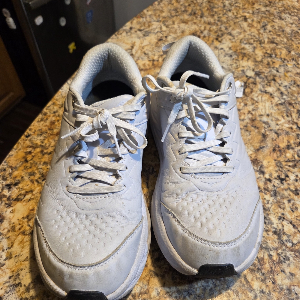 Hoka White Running Shoes All Leather